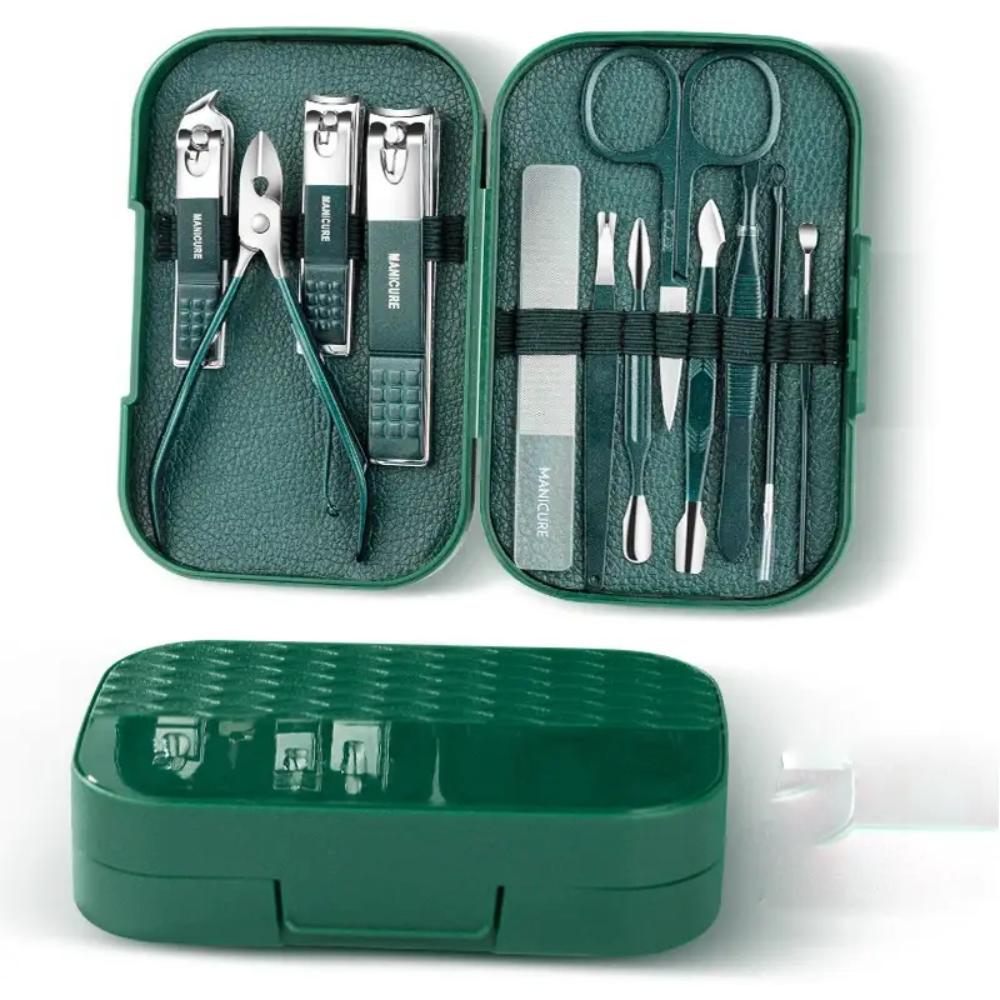 Nail manicure tools set green