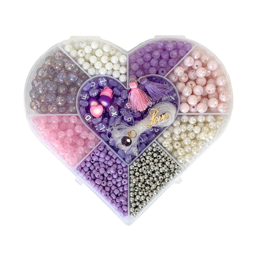 Purple Valentine Heart Bead Box