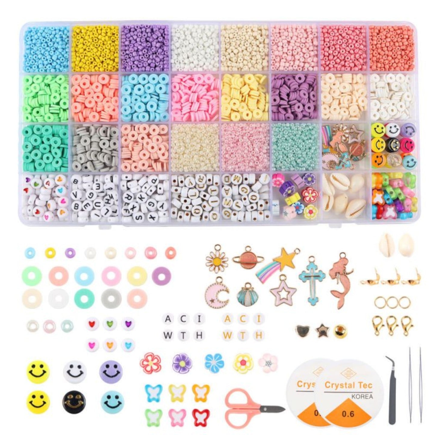 Kits de perles DIY pour fabriquer des bracelets et autres bijoux.