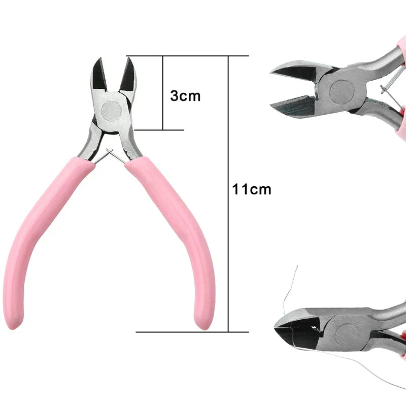 Cute Pink Handle Anti-Slip Jewelry Pliers Kit for DIY Jewelry Making