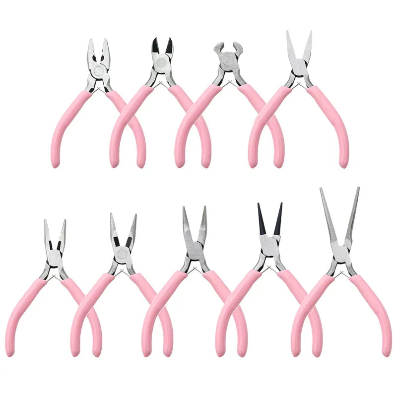 Cute Pink Handle Anti-Slip Jewelry Pliers Kit for DIY Jewelry Making