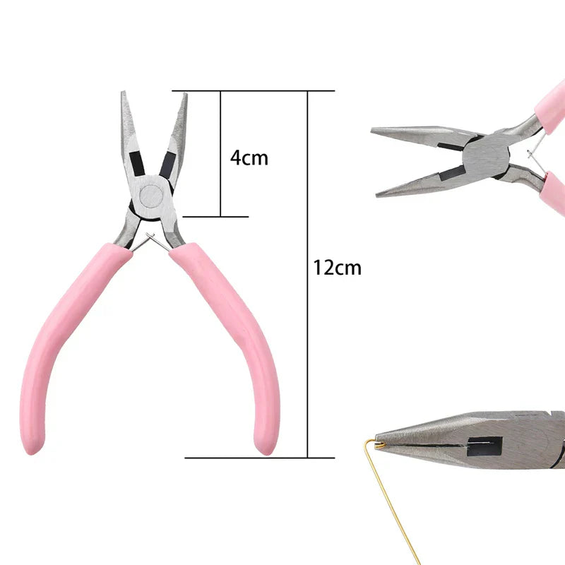 Cute Pink Handle Anti-Slip Jewelry Pliers Kit for DIY Jewelry Making