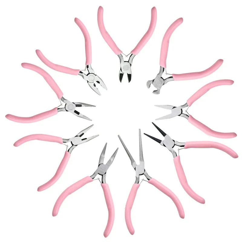 Cute Pink Handle Anti-Slip Jewelry Pliers Kit for DIY Jewelry Making