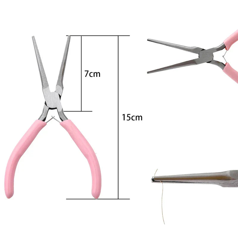 Cute Pink Handle Anti-Slip Jewelry Pliers Kit for DIY Jewelry Making