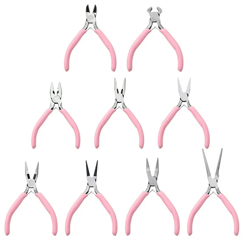 Cute Pink Handle Anti-Slip Jewelry Pliers Kit for DIY Jewelry Making