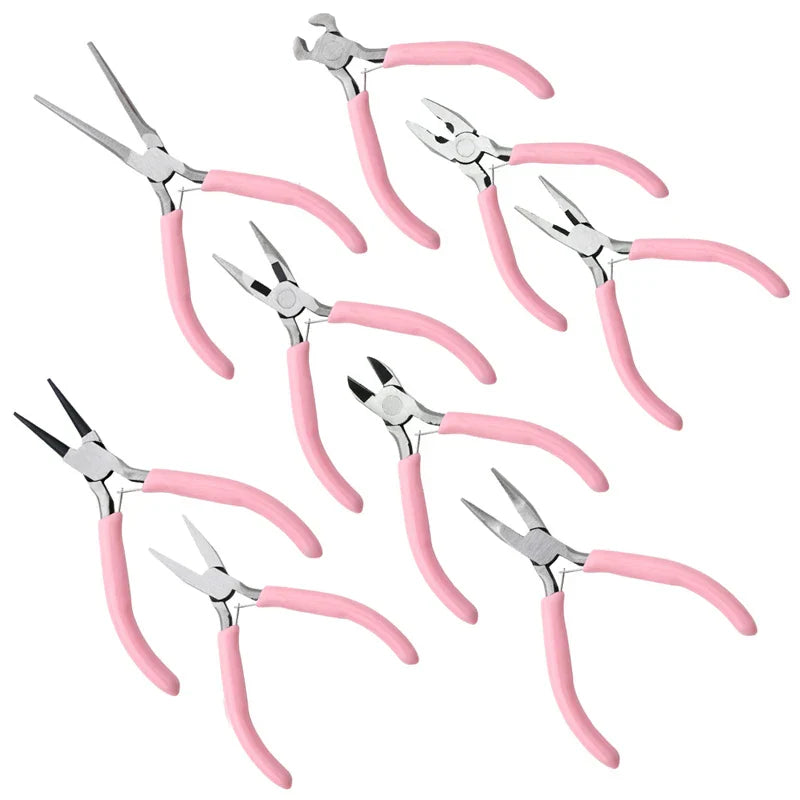 Cute Pink Handle Anti-Slip Jewelry Pliers Kit for DIY Jewelry Making