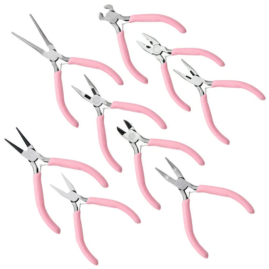 Cute Pink Handle Anti-Slip Jewelry Pliers Kit for DIY Jewelry Making