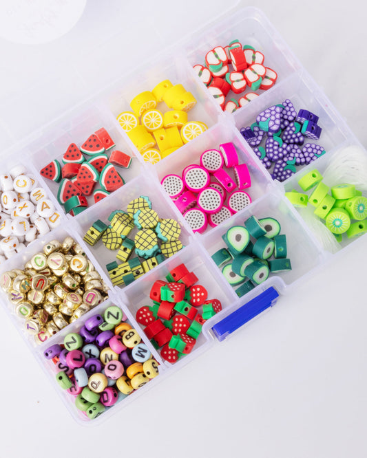 Polymer Bead Mixed Fruit and Letter Beads Box