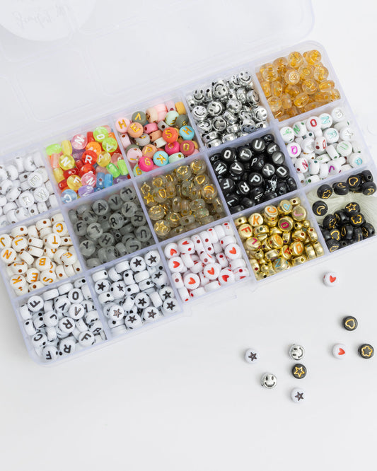 Multicolor Metallic Letters & Symbols DIY Bead Box