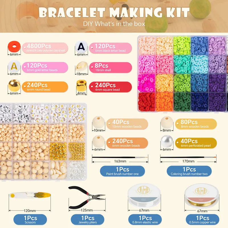 DIY Jewelry Box with 6000 Beads, Charms, Pliers, and Scissors (2 Boxes)