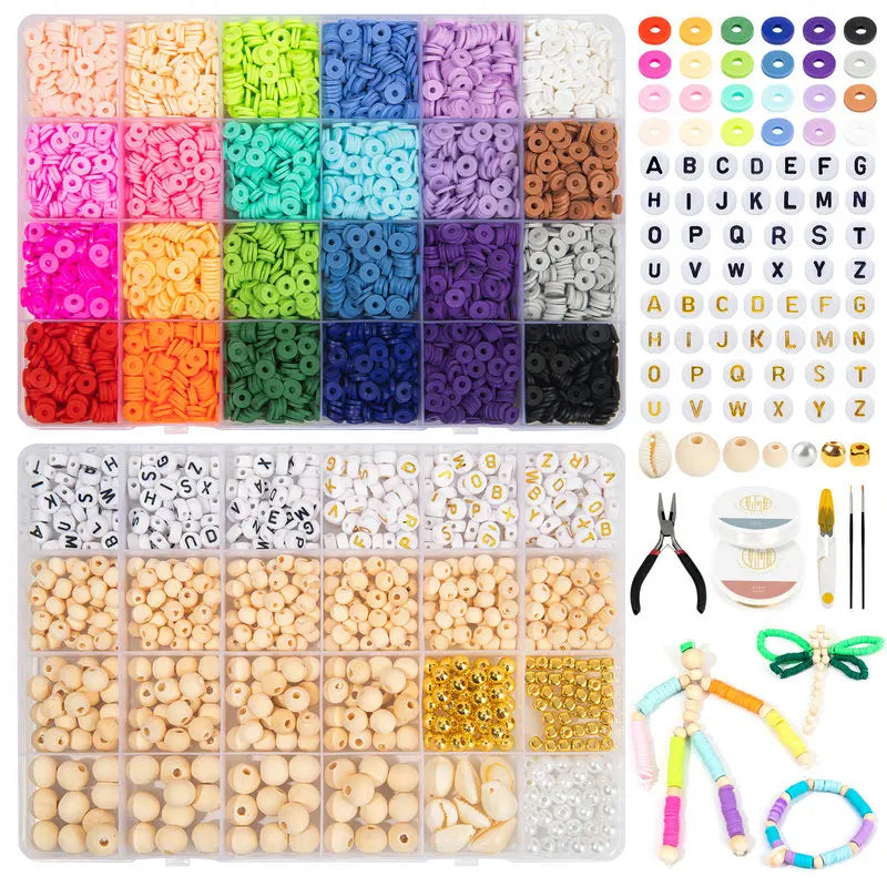 DIY Jewelry Box with 6000 Beads, Charms, Pliers, and Scissors (2 Boxes)