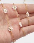 Meter Stainless Steel Pearl Flower Satellite Chain for DIY Jewelry