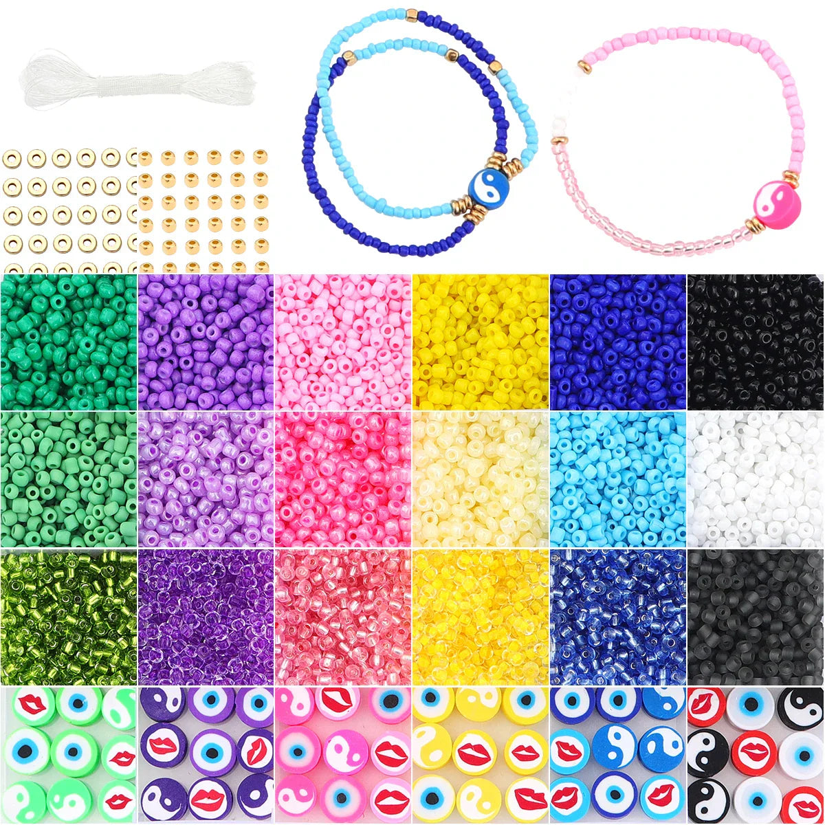 1 Set/Bag24 Grid Box 3mm Rice DIY jewelry