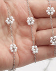 Meter Stainless Steel Pearl Flower Satellite Chain for DIY Jewelry