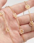 stainless steel pearl flower satellite chain gold color