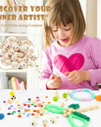 child using DIY Jewelry Box with 6000 Beads, Charms, Pliers, and Scissors (2 Boxes)
