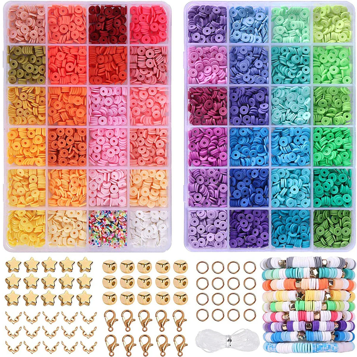 5000-Piece Colorful Clay Bead Box for DIY Jewelry