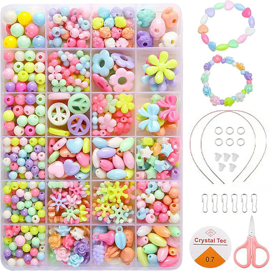 Kit de perles colorées : pour bracelets, colliers et créations artisanales, parfait pour la fabrication de bijoux pour enfants 