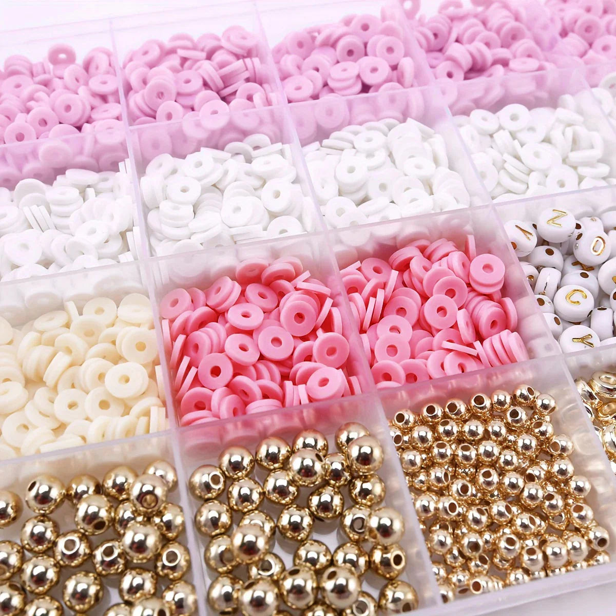 3600-Piece Colorful Clay Bead Box for DIY Jewelry Making close up image
