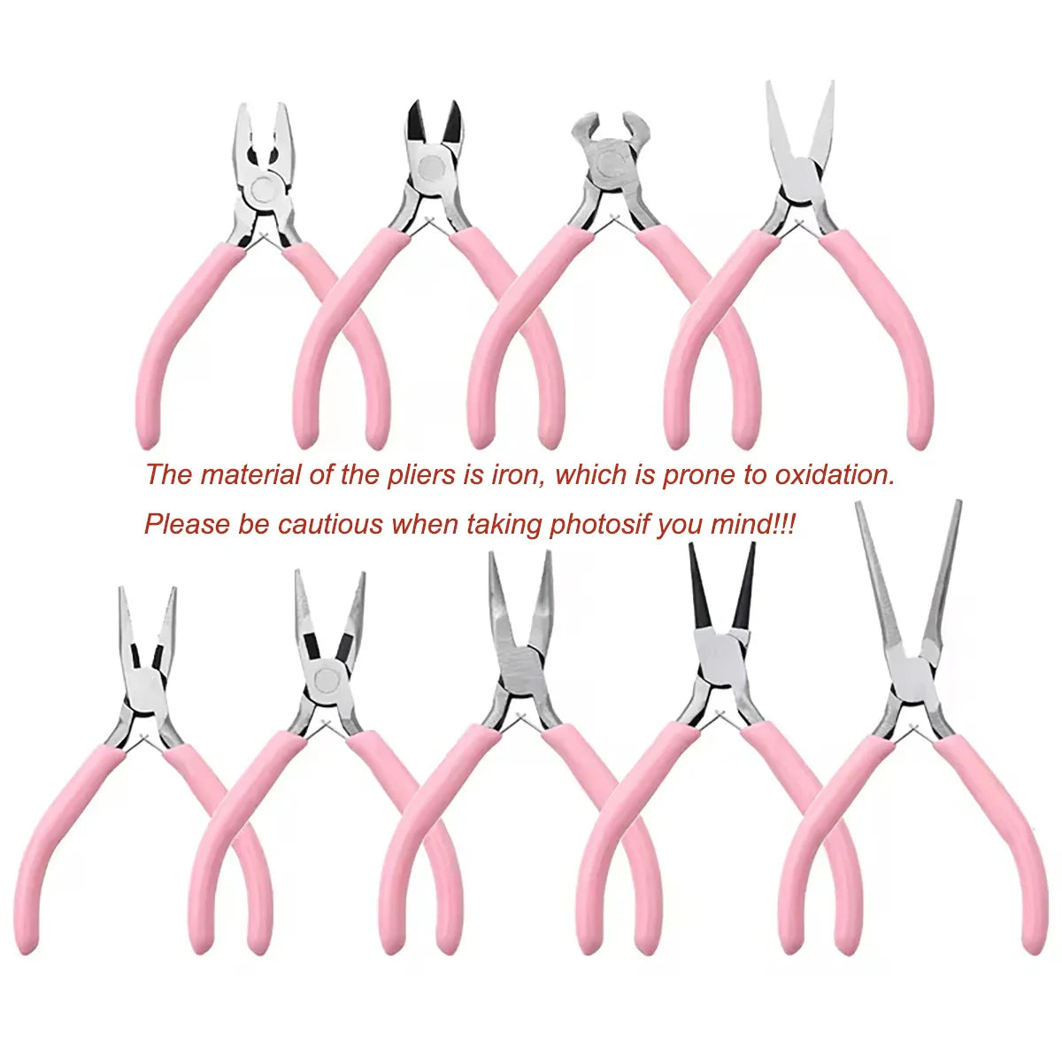 Cute Pink Handle Anti-Slip Jewelry Pliers Kit for DIY Jewelry Making