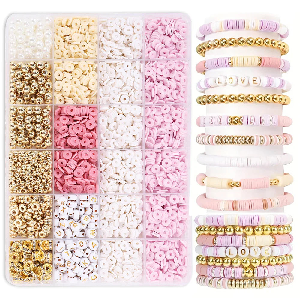 3600-Piece Colorful Clay Bead Box for DIY Jewelry Making
